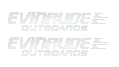 Image of 2pcs Vinyl Evinrude Outboard Graphics Decals Replacement for Boat Outboard Motor Stickers (White)
