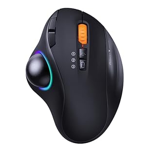 ProtoArc Wireless Bluetooth Trackball Mouse with 3 Device Connection, Rechargeable Ergonomic Rollerball RGB Mouse with 3 Adjustable DPI, USB-C Port and Thumb Control for PC Computer Laptop