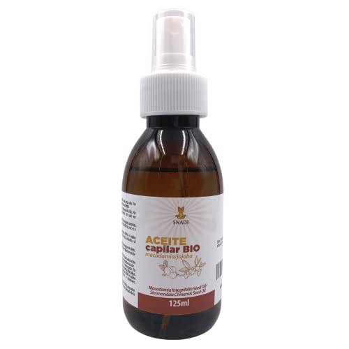 Snadi - Aceite de Macadamia y Jojoba Bio 100% Puro y Natural 125ml | Ideal para Hidratación y Brillo del Cabello | Beneficios Anti-Encrespamiento | Fortalecimiento Capilar | Puntas Abiertas