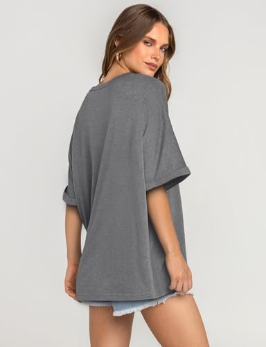 UEU Women Oversized T-Shirt Summer Casual Loose Fit Short Sleeve Basic Tops Workout Gym Tee Shirt