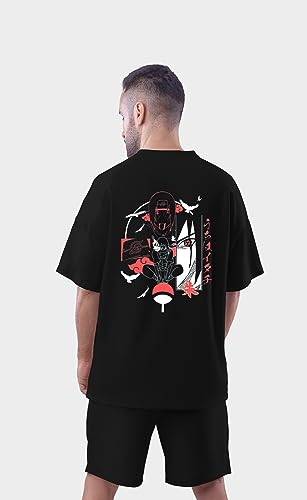 Image of Be Crazy Oversized Loose Baggy Fit Drop Shoulder Half Sleeves Pure Cotton Anime Graphic Printed T-Shirt for Men