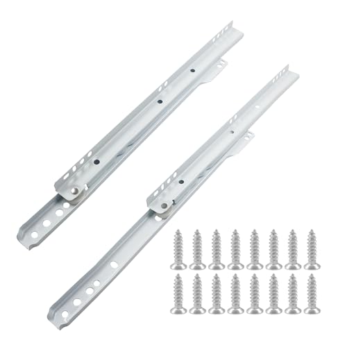 Suiwotin 1 Pair 12 Inch Drawer Slides, White Coated Steel Drawer Track, Removable Bottom Mount Drawer Rails with Smooth Sliding Nylon Wheels