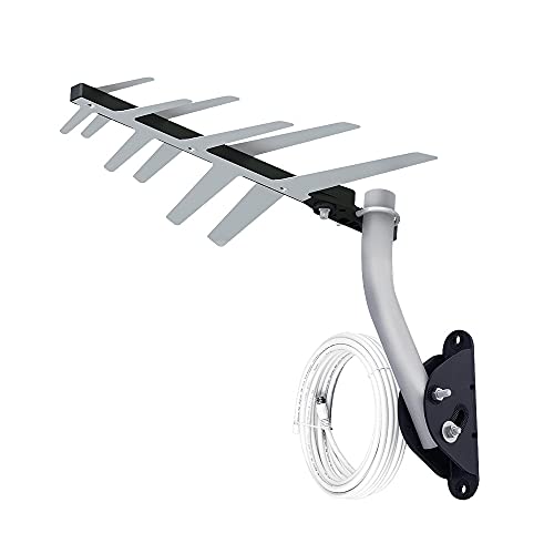 Antena Digital Externa para TV Aquario DTV-1500 VHF UHF 4K + 10 Mts de Cabo RG59
