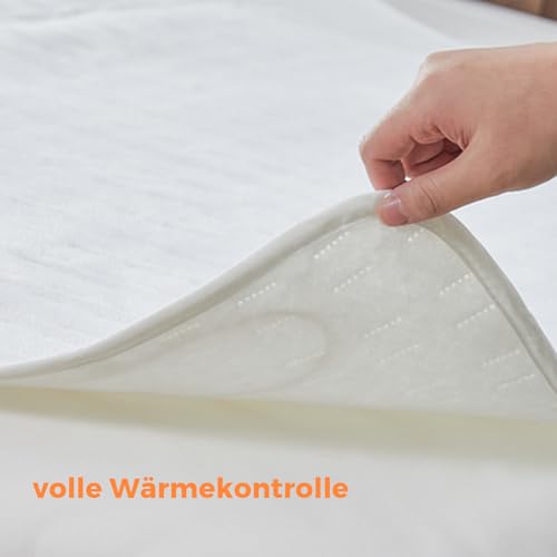 CELESTA Wärmeunterbett 150x80cm, Heizdecke mit 3 Temperaturstufen, LED-Controller & Überhitzungsschutz, maschinenwaschbar & atmungsaktiv, Weiß