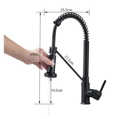 Robinet de cuisine extractible noir avec double mode d'eau et finition Brushed B - 6