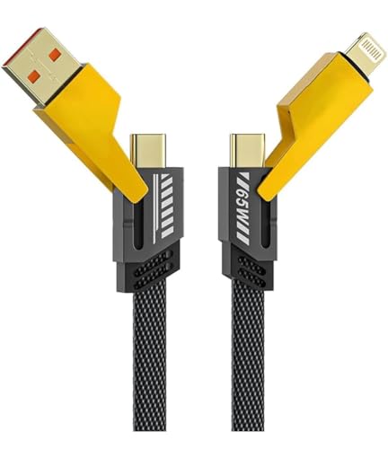 Image of Original 4-in-1 Multi Port Fast Charger Cable | Premium Braided Military Grade | USB-C to USB-C, Lightnig to USB | Wide Device Support for iPhone, One Plus & More (3+3 Month Warranty)