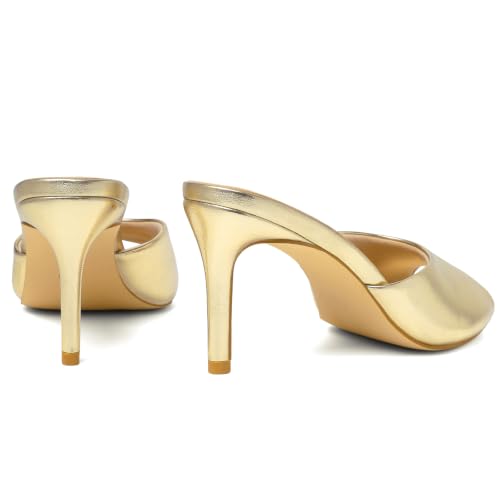 Image of Mostrin Kitten Heels for Women Summer Mules Heels Stiletto Heeled Sandals Slip On Backless Dressy Womens Sandals