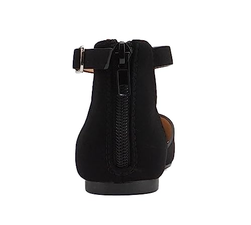 Soda “Missy-2” ~ Little Kids/Children/Girls Closed Round Toe Back Counter Open Side Ankle Strap Zipper Fashion Flat Shoe2