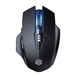 INPHICワイヤレスコンピューターマウス、充電式コードレスマウスUSBナノレシーバー＆バッテリーインジケーター付きPCマックラップトップタブレット用、6ボタン、2400DPI光学トラッキング、サイレントクリック、ブラック