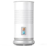 Milk Frother, Updated Electric Hot Cold Milk Steamer, Soft Foam Maker Warmer, Easy to Use and Clean, Automatic and Silent, Stainless Steel 2 Whisks White
