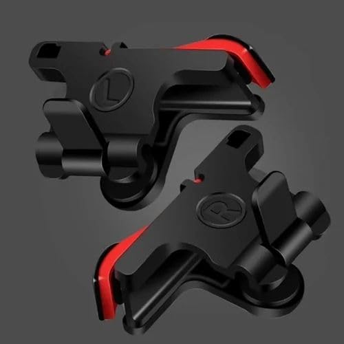 Image of Mobile Gaming Triggers and Finger Sleeves Set, Precision Control for Smartphones, Black and Red, Enhanced Control with Heat Dissipation Premium PUBG Mobile Gaming Trigger