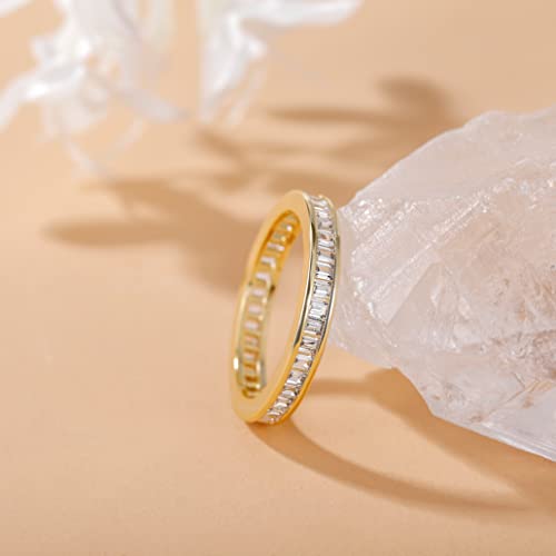 SHINYSO Wedding Band for Women Princess Cut Cubic Zirconia CZ Ring Eternity Band Engagement Stacking Promise Rings for Her Size 4-102