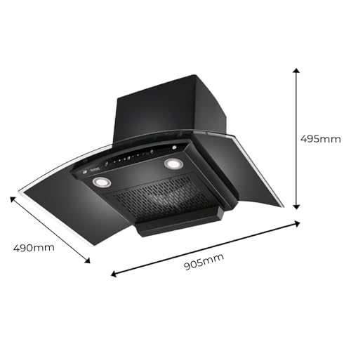 Hindware-DIVINA-90-Powerful-Suction-1200-m3hr-Filter-Less-3-Speed-Gesture-Control-Auto-Clean-Wall-Mounted-90cm-Chimney-2024-Model-Black