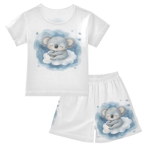 Koala Cloud Stars Blue Pajama Set Short Sleeve Pajamas Shorts Sets Cotton PJS 2 Piece Clothes Set 5Y