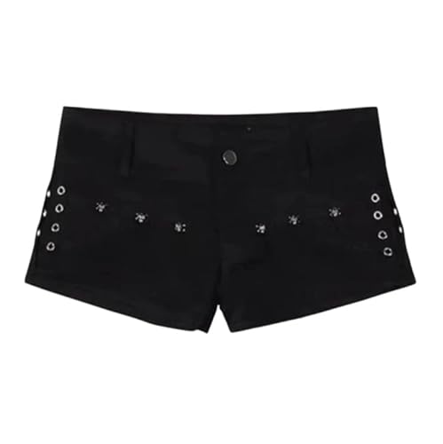 Women's Aesthetic High Waist Denim Shorts, Soft Grunge Style, Casual