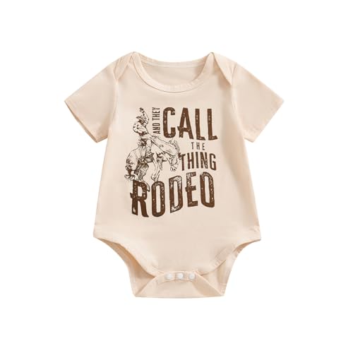 Image of Mokoggiri Newborn Baby Boys Western Romper Shirt Summer One Piece Outfits Crew Neck Horse Cow Print Short Sleeve Bodysuit Top