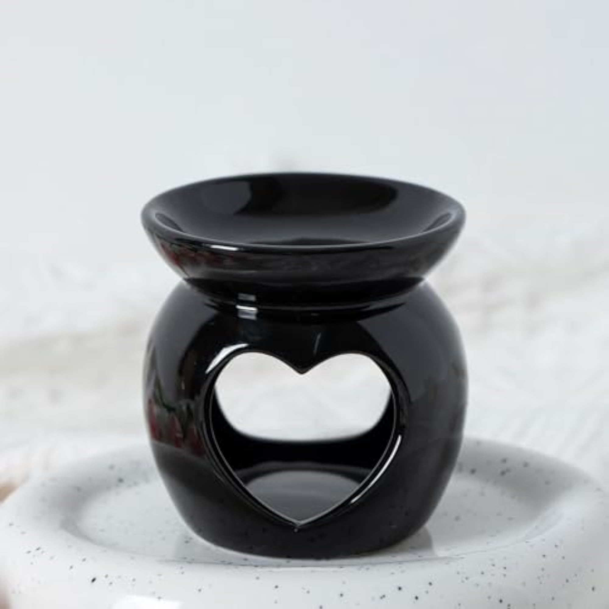 Essential Oil Burner Ceramic Tealight Candle Holder, Black