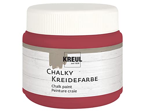 KREUL 75325 – Pintura tiza suave – mate color cremoso opaco, secado rápido, para efectos de aspecto desgastado, bote de plástico de 150 ml, color rojo Cozy
