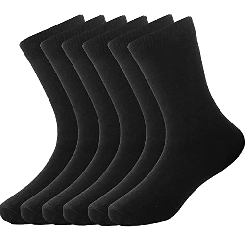 Bonjour - 6 Pairs Non Elastic Soft Loose Wide Top Cotton Socks for Women (Black)
