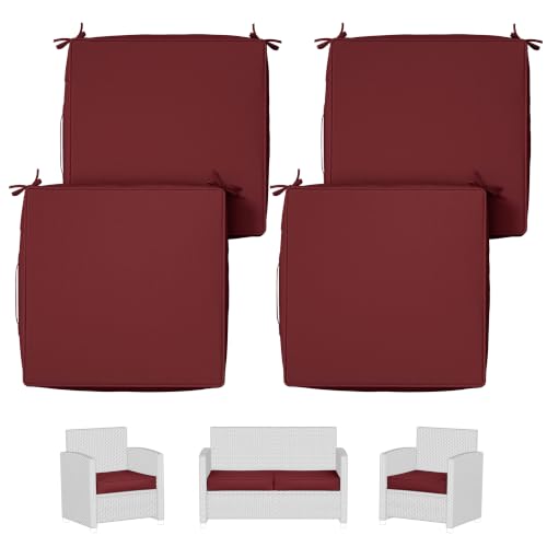 Snubbull 4 Set Outdoor Chair Cushions 22 X 22 X 4 Inches Patio Furniture Cushions Waterproof & Fade Resistant Outdoor Chair Seat Cushions for Patio Furniture with Handle & Adjustable Straps