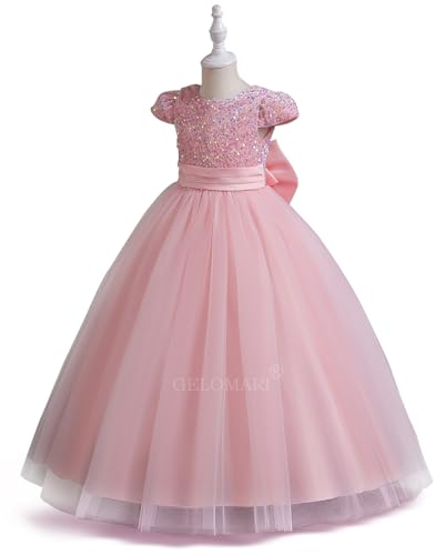 Girls Sequin Dress V-Back Pageant Girls Dress Party Sparkly Flower Girl Dresses Wedding Birthday Gown3