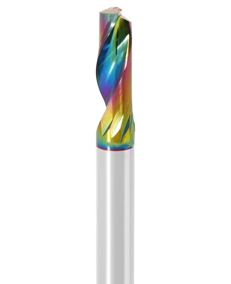 Fresa de aleación, CNC de aluminio DLC del molino extremo espiral la sola flauta que graba tamaños múltiples acrílico madera ACM(10X50X10X100)