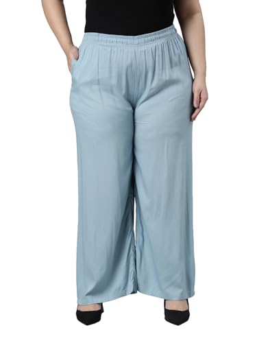 Image of GO COLORS Soft Viscose Basic Palazzo Full Length for Women| Breathable, Mid Rise, Relaxed Fit