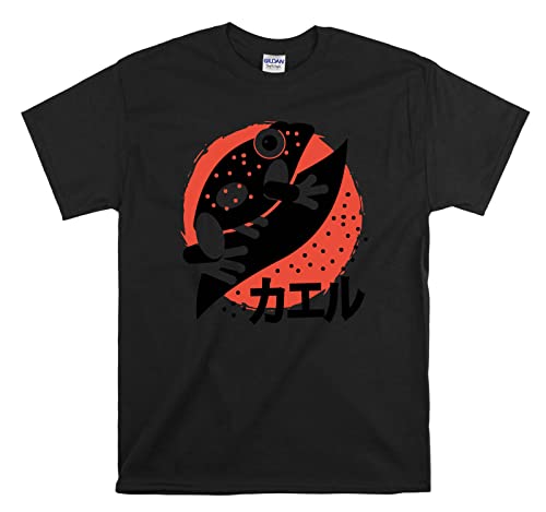 T-Shirt Japonais avec Grenouille Noir Cadeau Asiatique Idéal Unisexe S