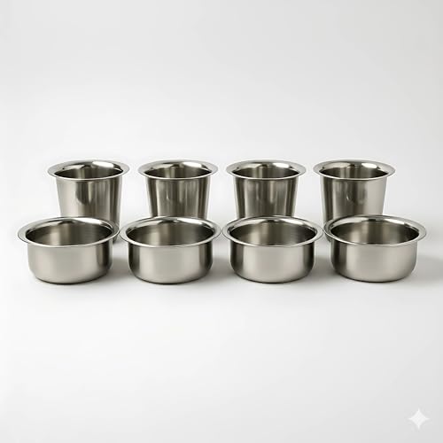 Image of Stainless Steel Dabara Tumbler Bowl Set Pack of 6 | 100 ml Coffee Glass with 200 ml Bowl | Traditional South Indian Kumbakonam Filter Coffee Serveware Mirror Finish