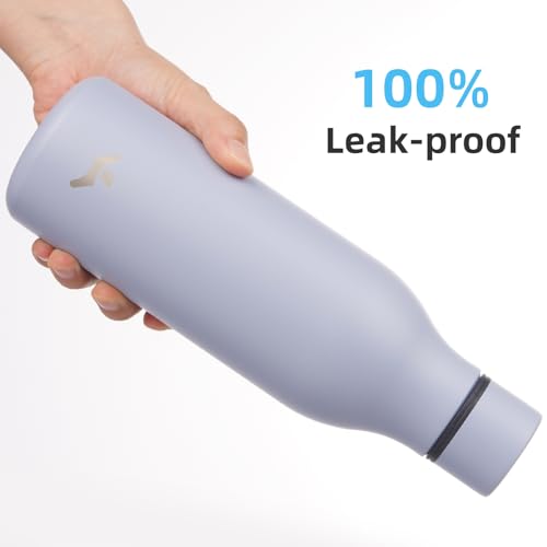 Image of Konokyo 18 oz Insulated Stainless Steel Metal Water Bottle with Strap | BPA-free, leak-proof, dishwasher-safe reusable bottle with strap for gym, school, hiking, outdoor travel & hydration