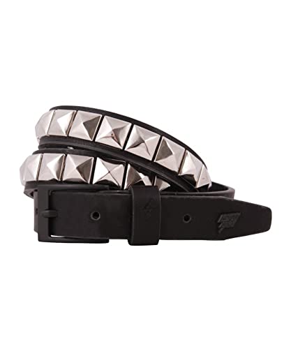 Lowlife Single Stud Leather Belt in Black and Silver