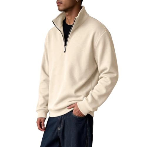 Men's Quarter Zip Pullover Fleece Big and Tall Polo Neck Holiday Sweatshirt - image 2