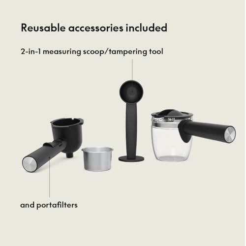 BELLA Steam Espresso Maker with Microfoam Wand, Removable Drip Tray & Dishwasher Safe Glass Carafe & Portafilters, Reusable 4 Cup Filter, Overheating & Overpressure Safety Features, 3.5 Bar, Oatmilk