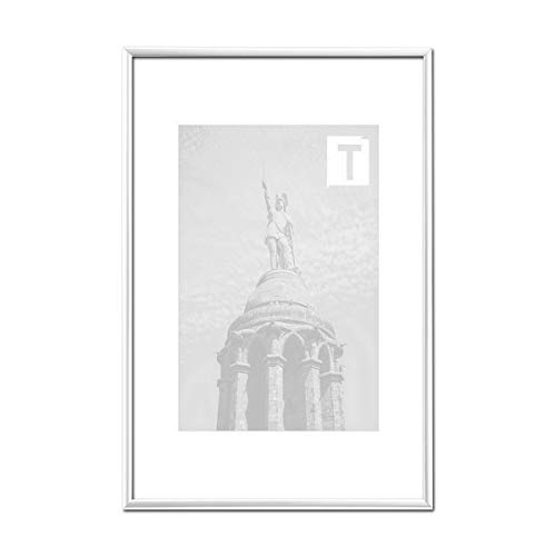 Kunststoff-Bilderrahmen Eva Alulike 35 x 50 cm Echtglas klar 2mm Alu Look günstig Cover