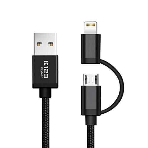 USB 2 in 1 Lightning Charging Cable 3ft [Apple MFi Certified] K123 Keytech