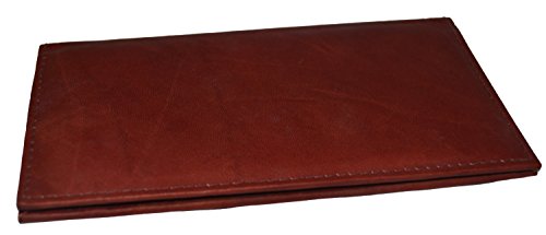Leatherboss Genuine Leather Slim Checkbook Cover Holder for men women, Burgundy2