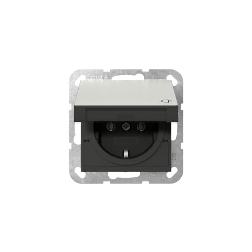 Prise GIRA 4454600 en acier inoxydable avec clapet de protection IP20