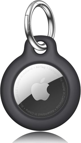Wanme Hülle für Apple AirTag Schlüsselanhänger, Tragbar Keyring Abdeckung, Schutzhülle für AirTag Case Tracker (Schwarz)