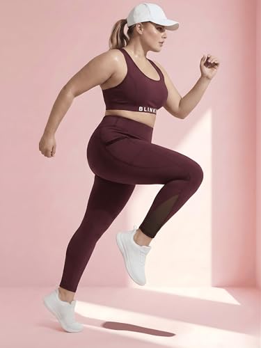 Image of BLINKIN Plus Size Gym Pants for Women's Workout - The Ultimate Yoga Pants | Workout Lowers | Mesh Leggings |Gym Track Pants for Women (PLUSS-2012)
