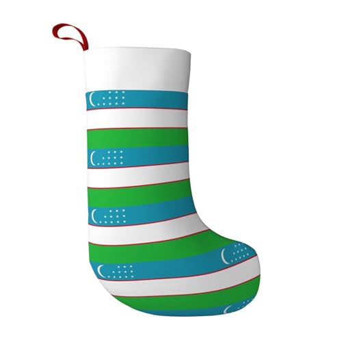 TTIGLHOH Chaussettes de Noël super douces, motif drapeau de la République d'Ouzbékistan, chaussettes de Noël imprimées double face pour décoration familiale