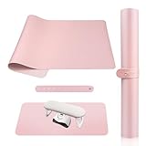 Subay Nail Art Table Mat, (MAT ONLY) Soft Microfiber PU Leather Nail Hand Rest for Nail Arm Rest Cushion, Foldable Nail Art Rest Pillow Manicure Pad Desk Mat - Pink