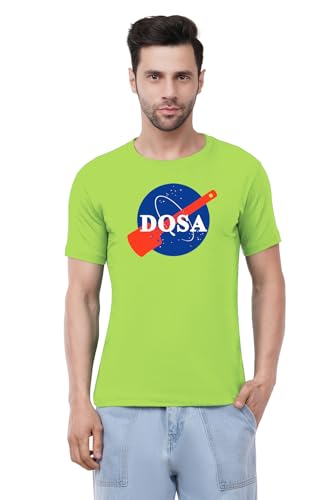 Image of Caseria Men's Cotton Printed T-Shirt -Dosa | 100% Cotton | Half Sleeves | Regular Fit | Printed | Round Neck | Graphic T Shirt
