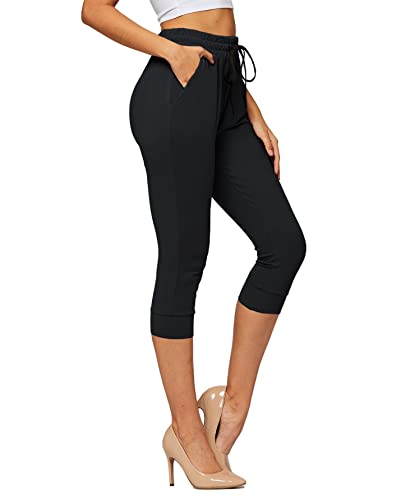 Conceited Ultra Soft Jogger Capri Sweatpants with Pockets for Women - High Wasited - Jogger Capri - Charcoal Grey - Small - CJOG-Charcoal-S