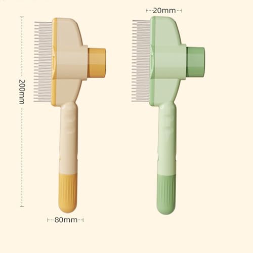 CHUNLIGOUJI Selbstreinigender Flohkamm für Haustiere, selbstreinigender Katzenkamm, Haarbürste, Flohkamm, Kamm zur Entfernung von Tierhaaren, Flohkamm, Fellpflegebürste (green1pcs)