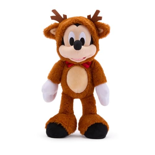 Disney Store Official Mickey Mouse Reindeer Holiday Plush - 15 Inch Christmas Plush Toy in Reindeer Suit with Sparkling Bow Tie - Disney Stuffed...