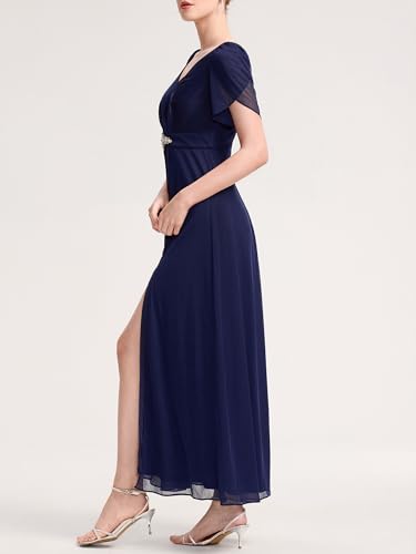 Ever-Pretty Women's Cap Sleeves Mother of The Bride Dresses Rhinestone Chiffon Maxi Formal Evening Dresses 024003