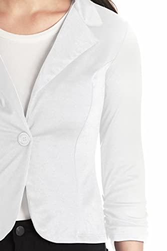 Blazer feminino casual para escritório da Hybrid & Company feito nos EUA, Branco, Medium