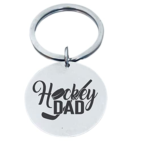 Hockey Dad Silver Keychain