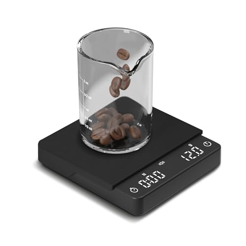 Rechargeable Coffee Scale with Auto Timing,Mini Espresso Scale with Timer, 2kg/0.1g High Precision Scale for Coffee Beans, Black