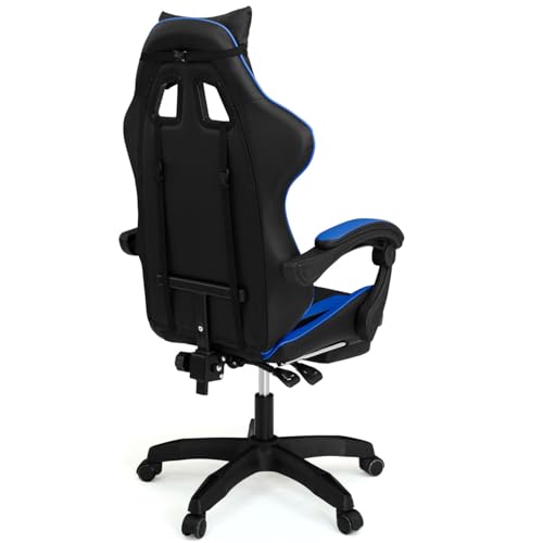 IDMarket - Fauteuil de Gaming Alex réglable avec Repose-Pied Noir et Bleu